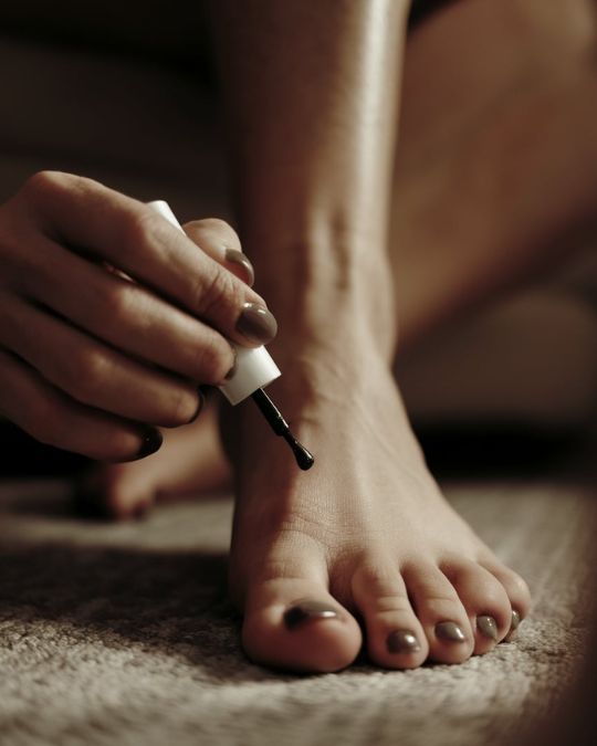 Applying Nail Polish as diy pedicures at home