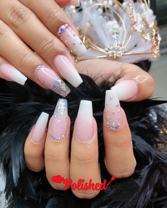 Ombré Glitter Gradient French Tips ideas