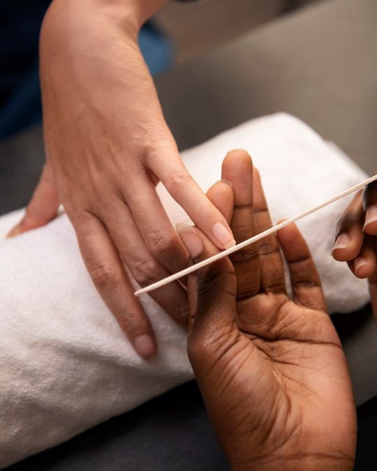 manicure service at nail salon
