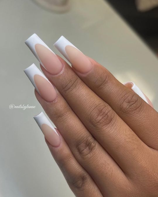 Velvet Texture White Tips French nails