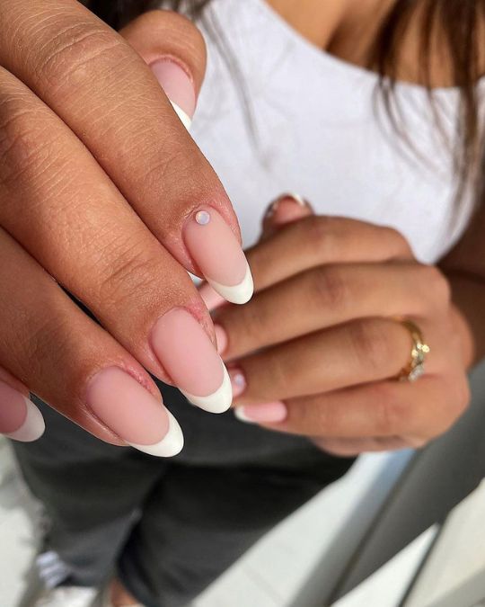 Matte White Tips French nails