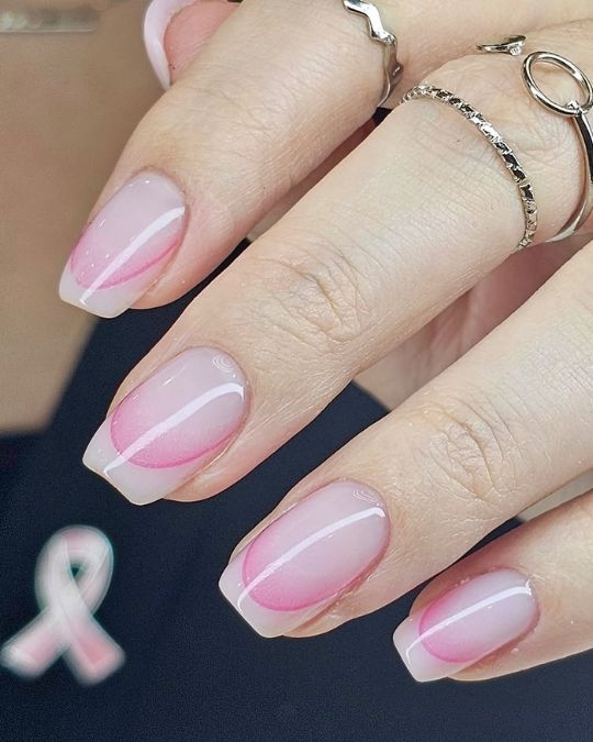 Pastel Ombré Pink and White Tips French Nails