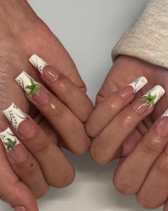 Botanical Elegance French Tips