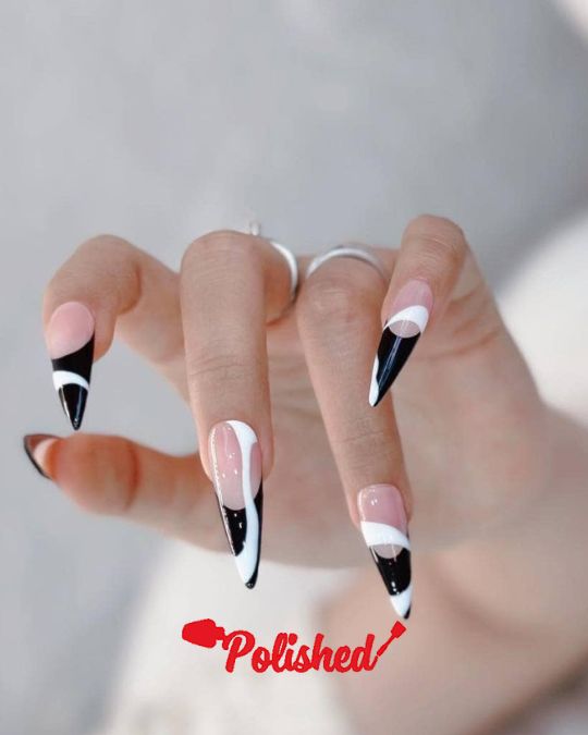 Graphic Black and White French Tips