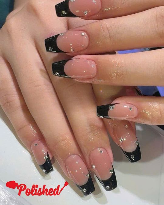 Starlit Noir Black French Tips