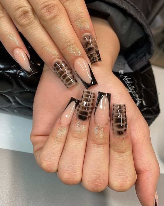 Croc Print French Tips