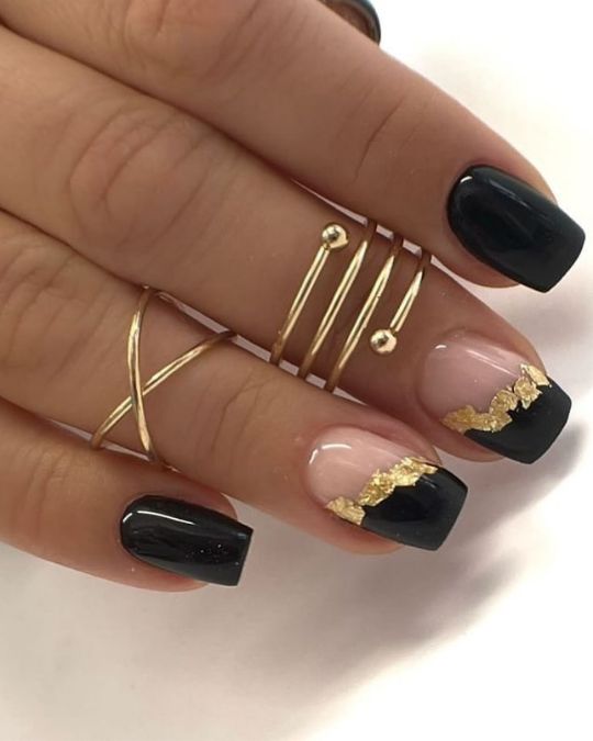 Golden Foil French Nails
