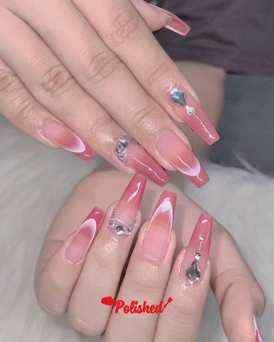 Blush Pink Ombre Coffin Nails
