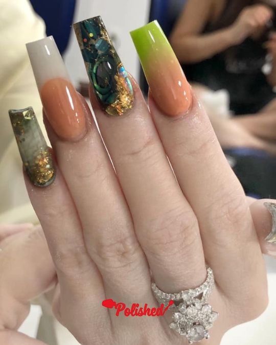 Eclectic Ombre Coffin Nails