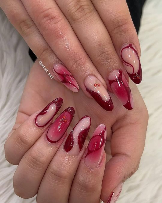 Cherry Blossom Swirl French Tips