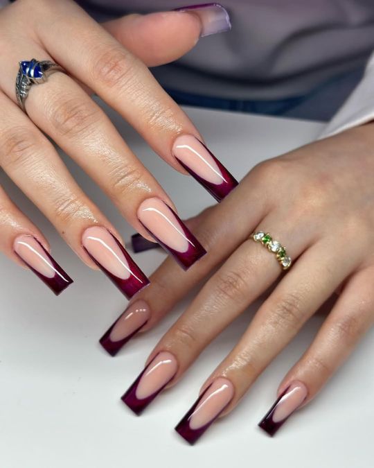 Sultry Bordeaux Square Tips