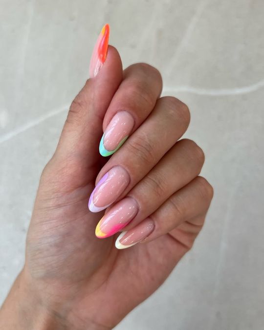 Thin Rainbow French Tips