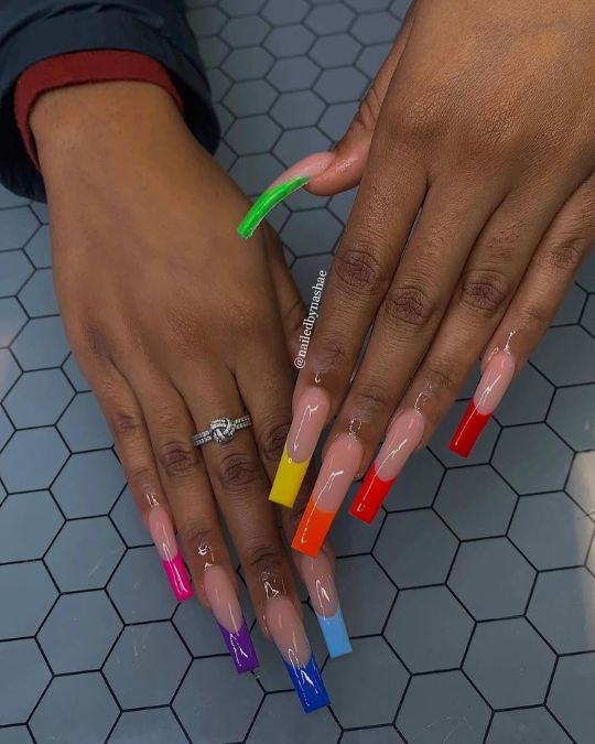 Vibrant Multicolor French Tips