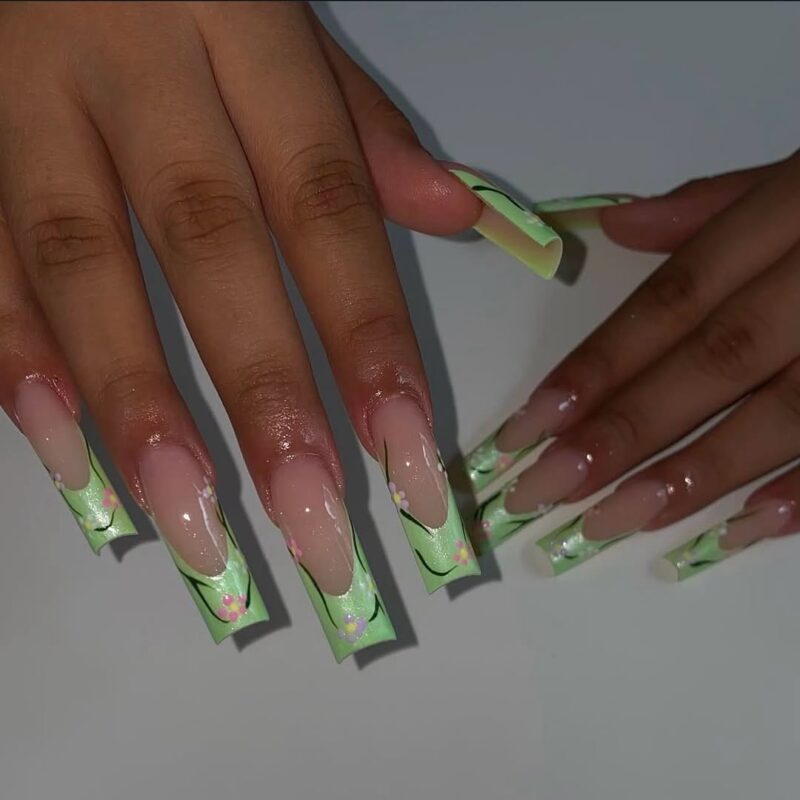 Cinxnailz Minty Floral French Tips — featured dreamy pastel nails