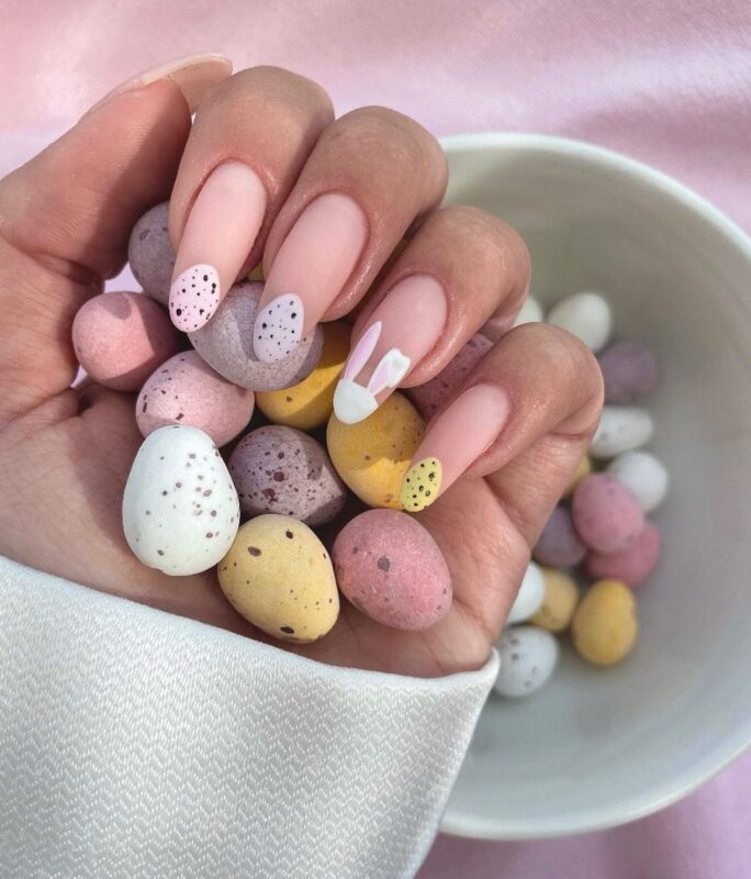 mini eggs French mani long round nails