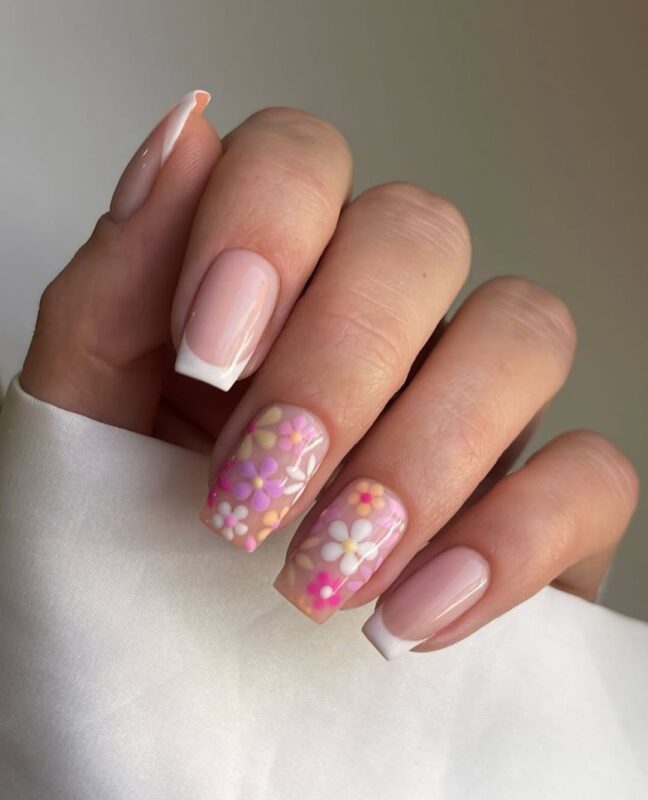Gelsbybry Blooming Garden French Tips — dreamy pastel nails idea