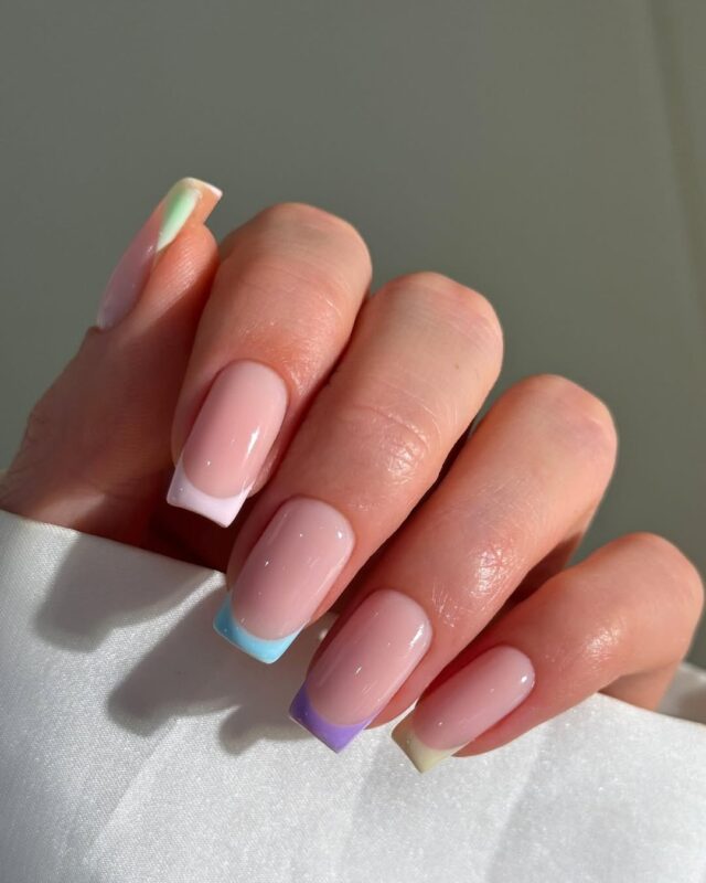 Gelsbybry Rainbow Pastel French Tips — dreamy pastel nails inspiration
