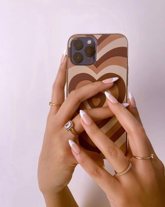 Classic White French Tip Stiletto Nails