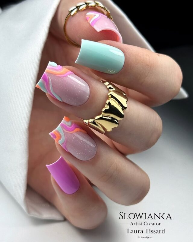 Slowianka France Retro Pastel Swirl French Tips — featured dreamy pastel nails