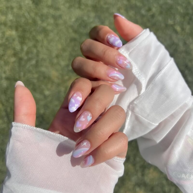 Sophiaaatee Heavenly Pastel Sky Dreams — dreamy pastel nails idea