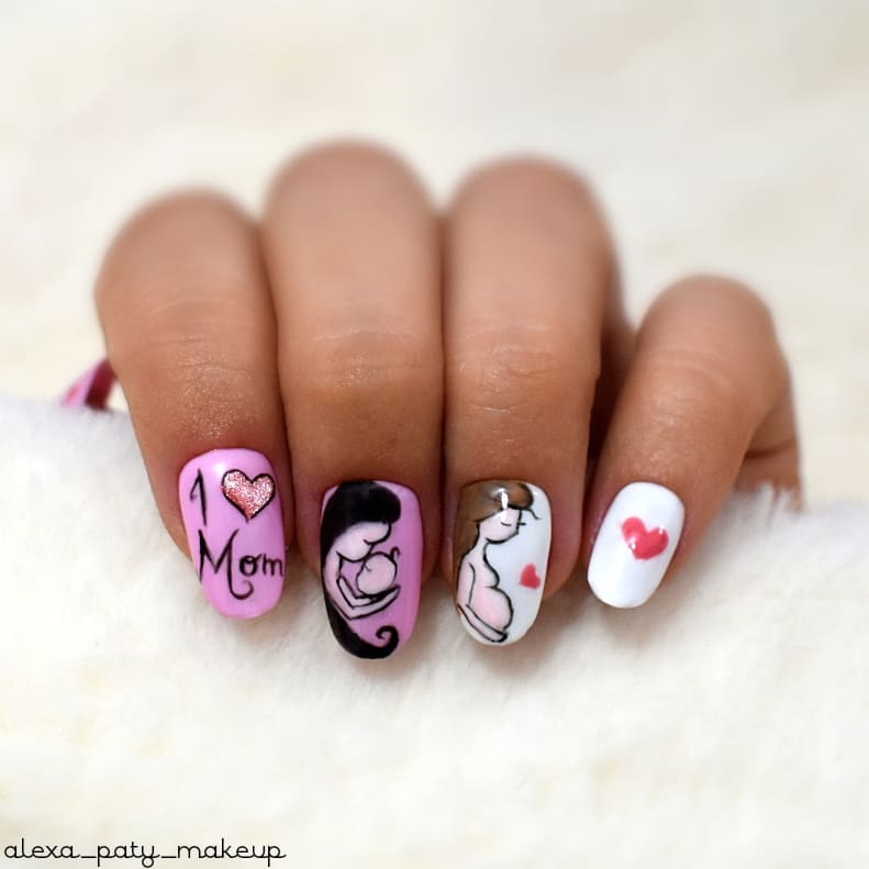 Alexa Paty Makeup Motherhood Love Story Nails — adorable mother&#8217;s day nail art style