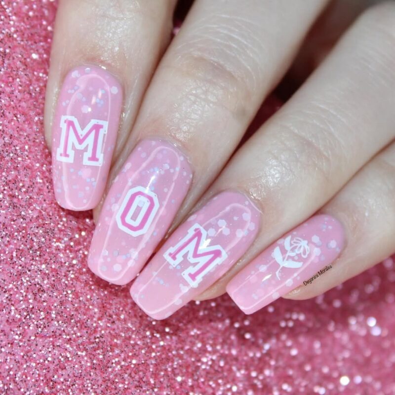 Deyanira Nail Varsity Mom Pink Love — featured adorable mother&#8217;s day nail art