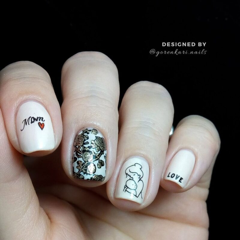 Gorenkari.Nails Elegant Mom Tribute — adorable mother&#8217;s day nail art inspiration