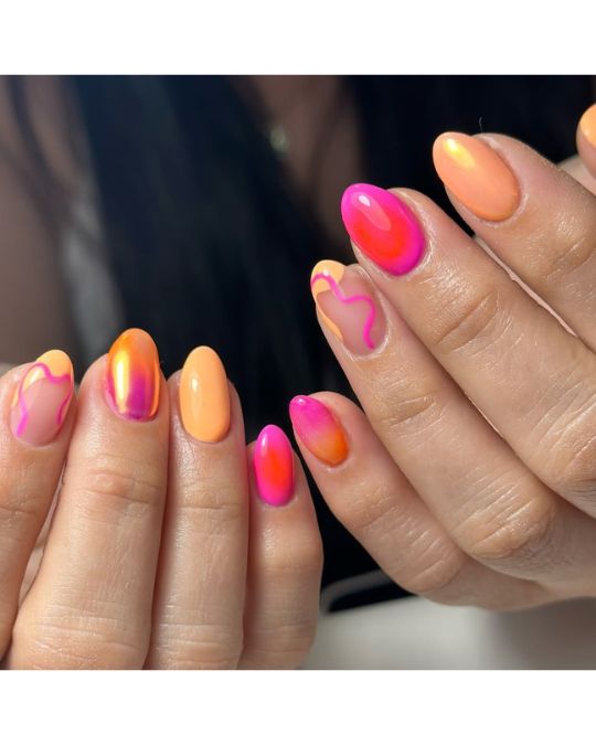 Sunset Swirl Nails
