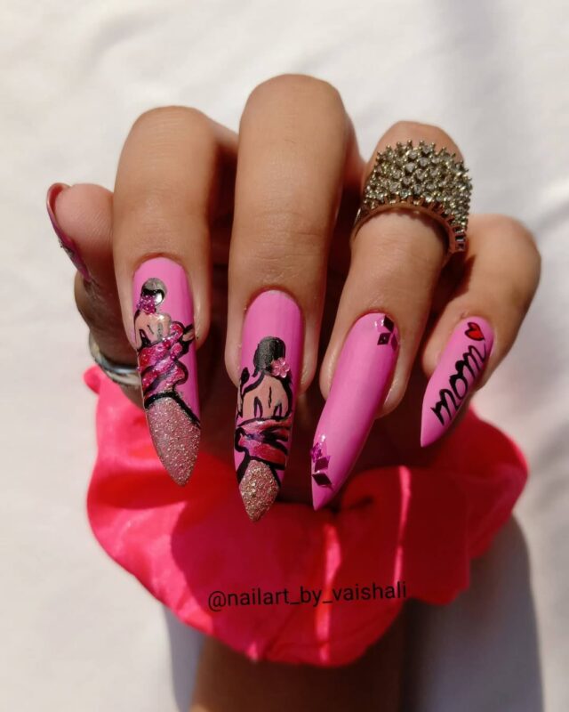 Nailart By Vaishali Mom Love Pink Dreams — adorable mother&#8217;s day nail art look