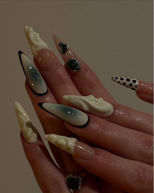Nailsbyaleeshah Sculptural Fantasy Mix — aura nail inspiration