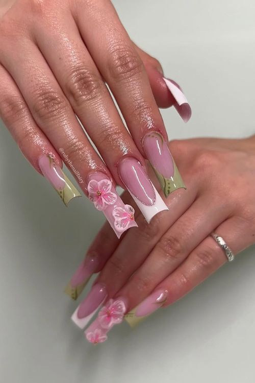 Floral Fantasy French Tips