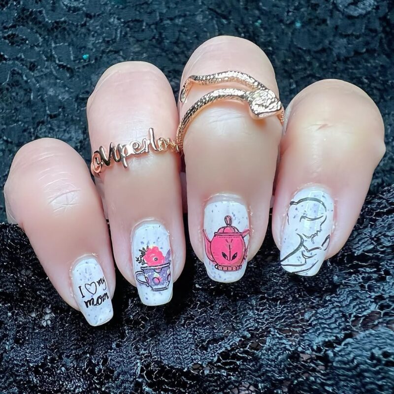 Viperlovr Tea Time With Mom — adorable mother&#8217;s day nail art look