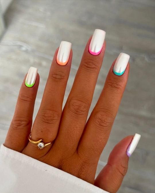 Neon Reverse French Tips