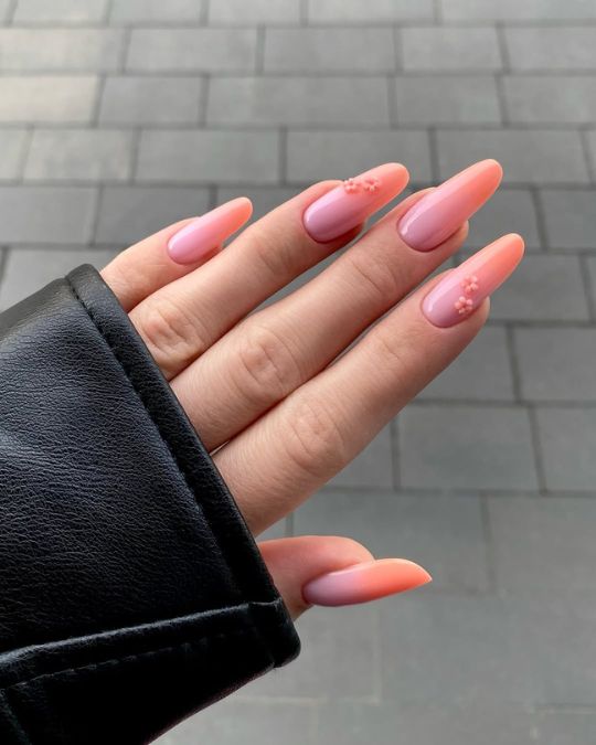 Coral Sunset Ombre Nails