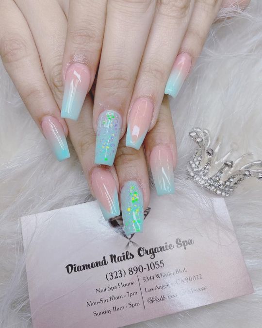 Mermaid Sparkle Ombre Nails