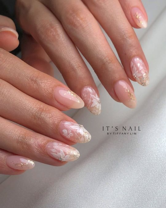 Ethereal Floral Glitter Tips