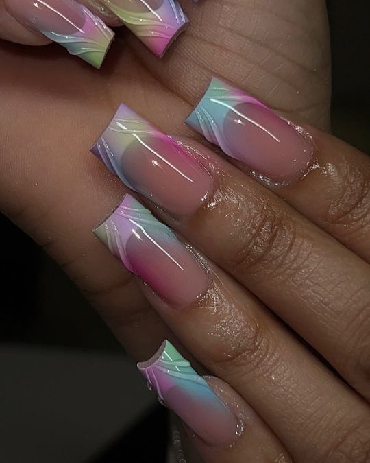 Colorful French Tip Ombre