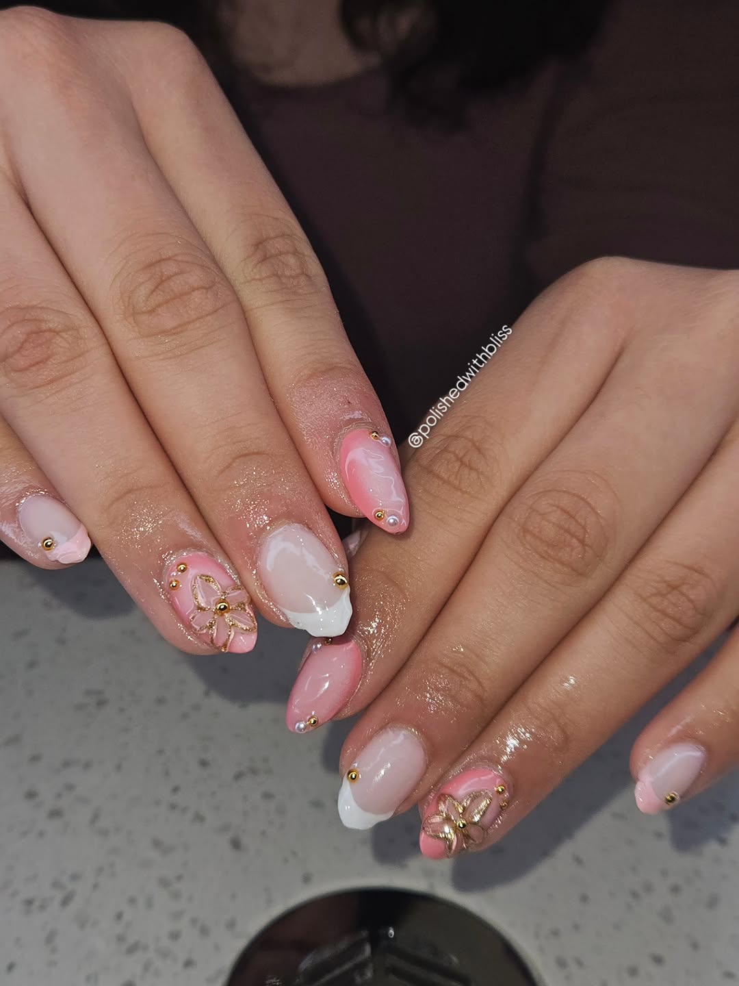 Pink aura nail set with cute girly finish by Polished With Bliss, Brooklyn Center MN